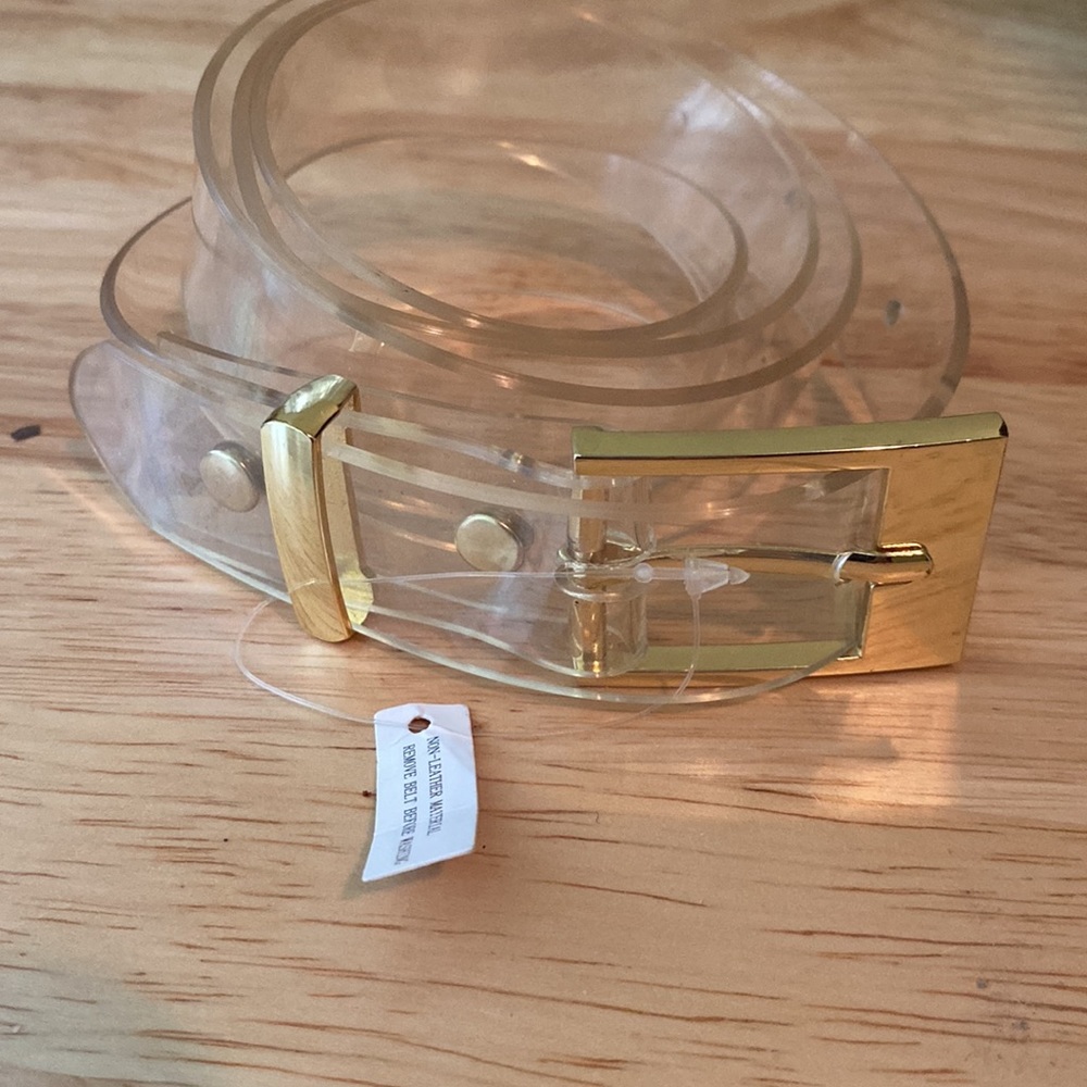 Y2K Clear Vinyl minimalist Belt with Gold metal Hardware